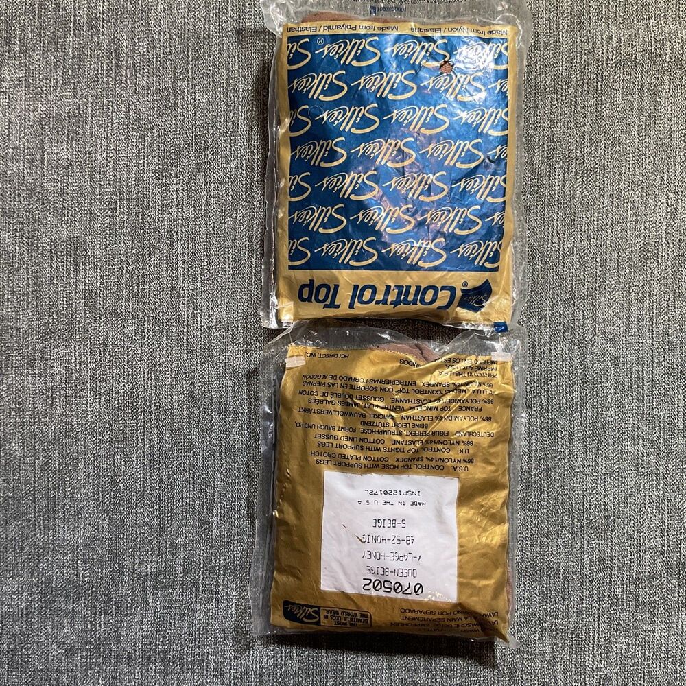 Lot Of 2 Silkies Vintage Women's Size L Beige Control Top Pantyhose